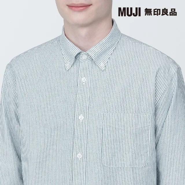 【MUJI 無印良品】男有機棉水洗牛津布扣領長袖襯衫(共9色)