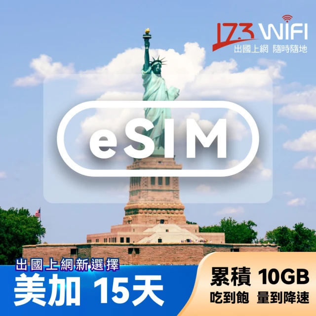 【173WIFI 】eSIM美加15日吃到飽兌換券總量10GB高速量到降速吃到飽(MO)