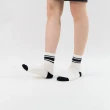 【WARX】經典條紋中筒襪-米白配黑條(除臭襪/機能襪/足弓防護)