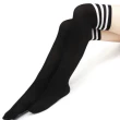 【89 zone】日系原宿薄款天鵝絨 女襪 高筒襪 過膝襪 1 雙(白/黑/黑色+白條)