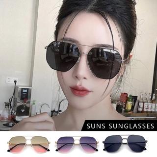 【SUNS】時尚大框墨鏡 飛行員框潮流墨鏡 輕量金屬眼鏡 修臉神氣 S839(抗UV400/檢驗合格)