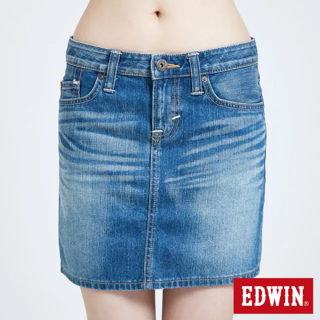 EDWIN 女裝 MISS EDWIN503基本牛仔短裙(中古藍)