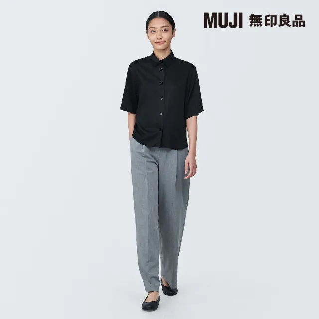【MUJI 無印良品】女嫘縈混聚酯纖維標準領短袖襯衫(共4色)