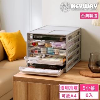 【KEYWAY 聯府】羅馬尼5小抽公文櫃-6入(A4檔案收納 抽屜櫃 資料櫃 MIT臺灣製造)
