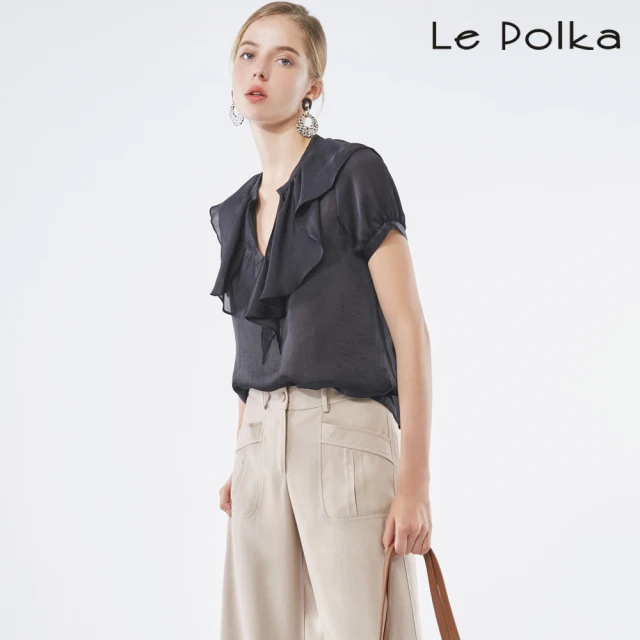 【Le Polka】俐落方形五分袖上衣/2色-女