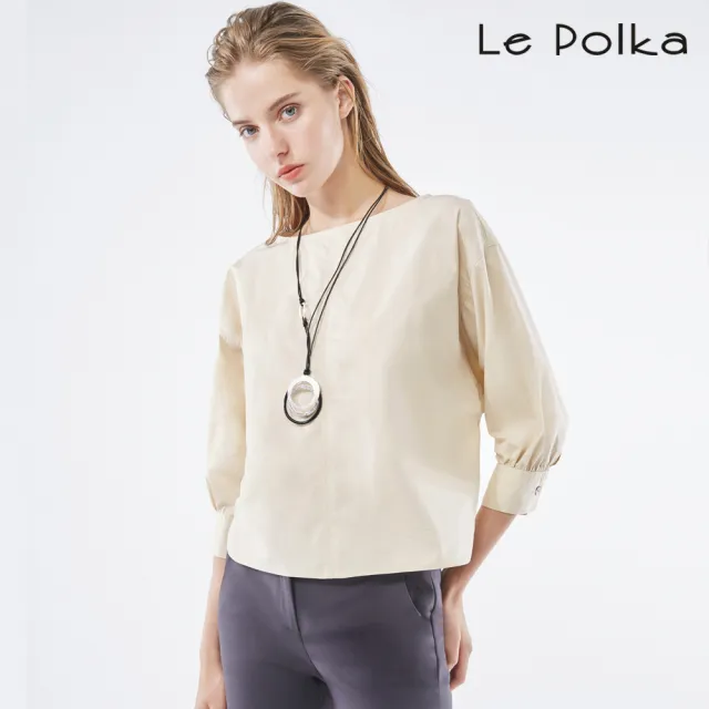 【Le Polka】俐落方形五分袖上衣/2色-女