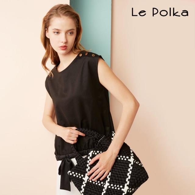 【Le Polka】異材質拼接質感無袖上衣-女