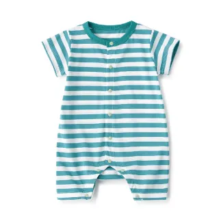 【MUJI 無印良品】新生兒棉混聚酯纖維短袖連身衣(共3色)