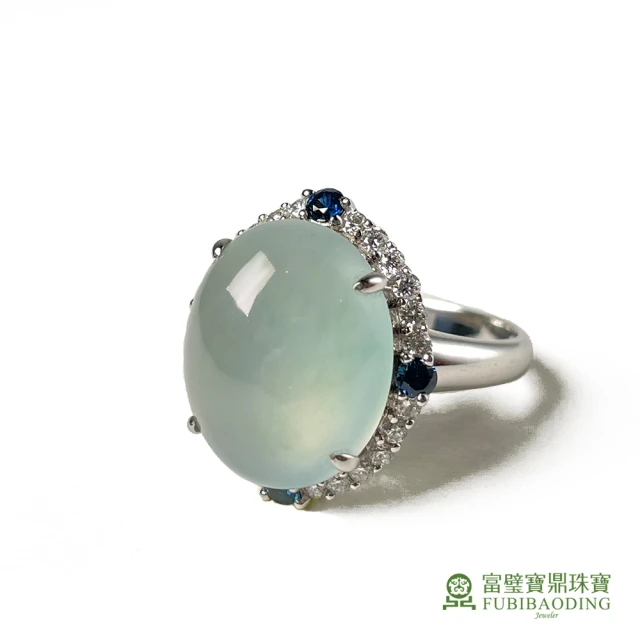 Fubibaoding jeweler 富璧寶鼎珠寶 冰種翡翠大蛋面鑲4顆藍寶石戒(天然緬甸翡翠 冰種 藍寶石 國際圍#11)