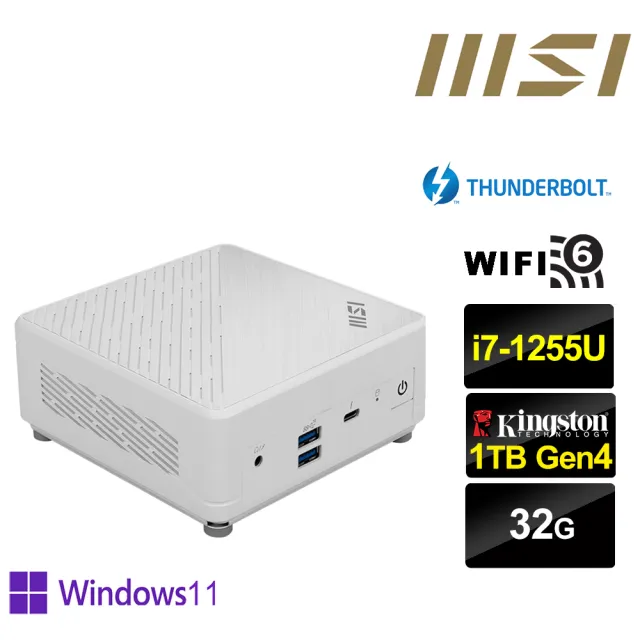 【MSI 微星】Cubi5 12M i7十核{龍魂泰坦P} Win11Pro迷你電腦(i7-1255U/32G/1TB M.2)