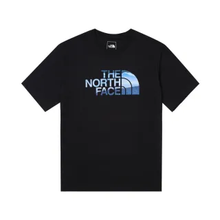 【The North Face】北面男款黑色純棉品牌風景LOGO寬鬆短袖T恤｜88GMJK3