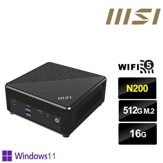 【MSI 微星】CubiN 四核心{驃騎伯爵P} Win11Pro迷你電腦(N200/16G/512G M.2)