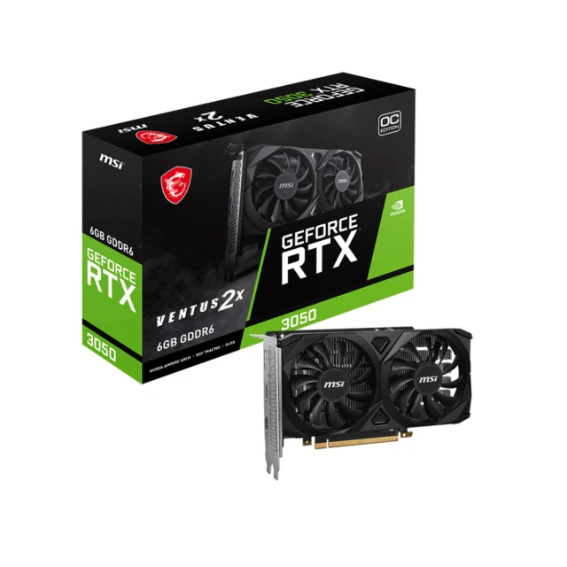 【MSI 微星】RTX 3050 VENTUS 2X 6G OC 顯示卡(建議500瓦以上/18.9公分/雙風扇版)