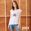 【IGD 英格麗】速達-網路獨賣款-趣味貓咪印圖上衣(白色)