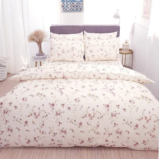 【Lust】法式玫瑰100%純棉、單人加大3.5尺精梳棉床包/枕套組 《不含被套》、台灣製
