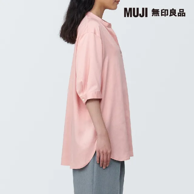 【MUJI 無印良品】女嫘縈混聚酯纖維五分袖長版衫(共3色)