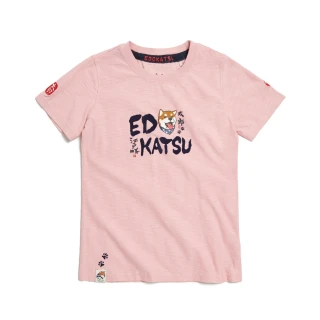 【EDWIN】江戶勝 女裝 笑臉勝太郎短袖T恤(粉紅色)