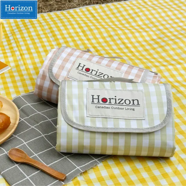 【Horizon 天際線】200x200cm法式格紋款輕便防潮野餐墊(附專屬收納袋/牛津布野餐墊/加大野餐墊)