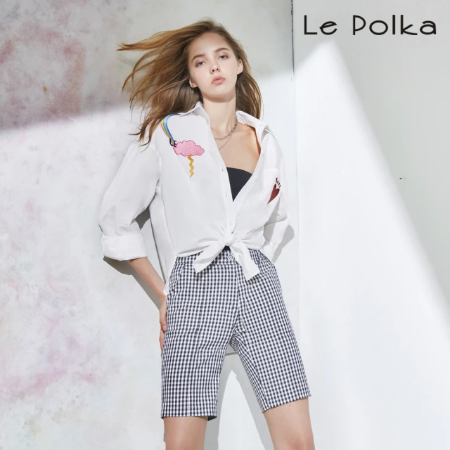 【Le Polka】俏麗格子五分短褲-女