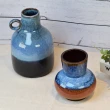 【YU Living 信歐傢居】陶瓷窄口圓肚窯變釉花瓶(藍色/花器 桌上擺飾)
