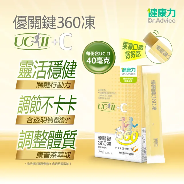 【Dr.Advice 健康力】優關鍵360凍15入x3盒(共45入)(UCII 維生素C 鳳梨酵素 MSM 靈活關鍵)