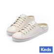 【Keds】KICKSTART MULE 百搭條紋真皮穆勒休閒鞋-米白(9241W123775)