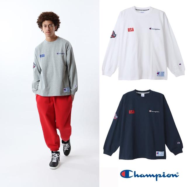 【Champion】官方直營-刺繡布章潮流長袖上衣-男(3色)