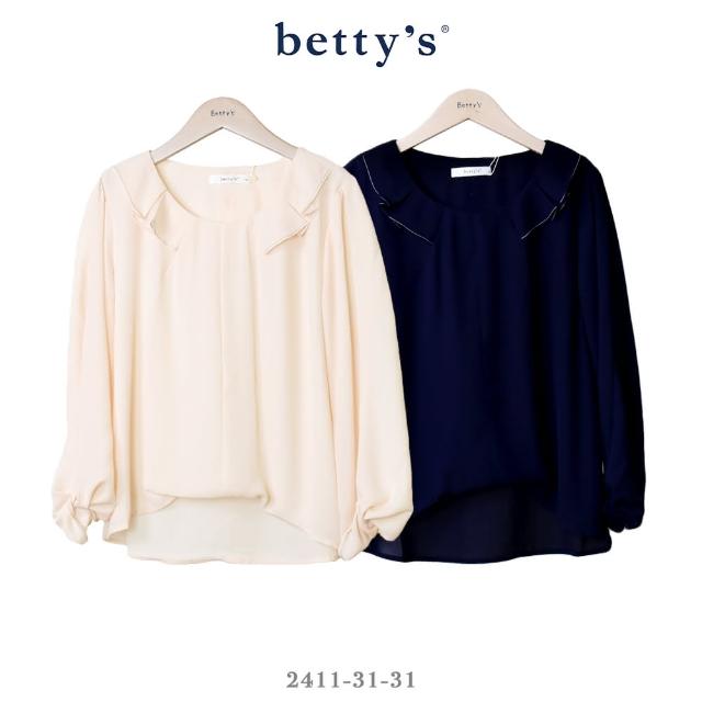 【betty’s 貝蒂思】造型壓褶領片雪紡上衣(共二色)