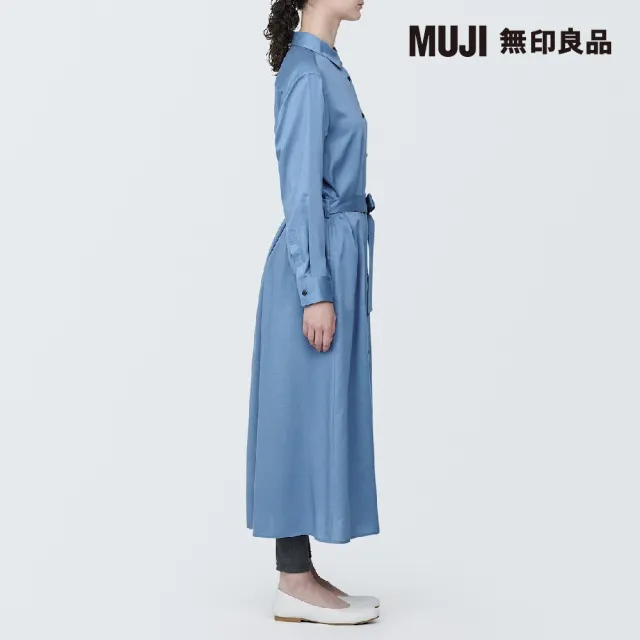 【MUJI 無印良品】女嫘縈混聚酯纖維長袖洋裝(共3色)