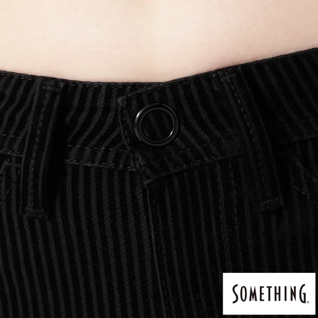 【SOMETHING】女裝 LADIVA伸縮窄直筒牛仔褲(黑色)