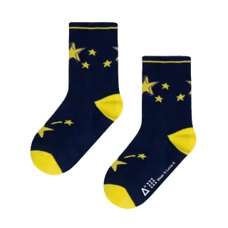 【WARX】趣味圖樣薄款中筒童襪-星星(除臭襪/防蚊襪)