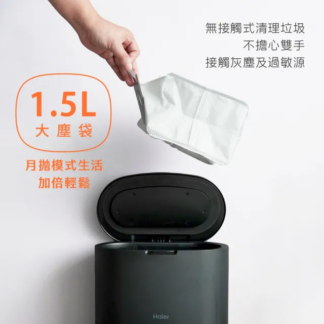 【Haier 海爾】掃地機1.5L密封集塵袋6入組(自動集塵掃拖機器人 MI1 Plus適用)