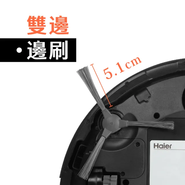 【Haier 海爾】掃地機纖維邊刷2入組(自動集塵掃拖機器人 MI1 Plus適用)