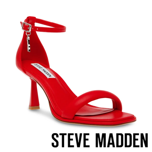 STEVE MADDEN BEL-AIR 一字帶飾扣繞踝高跟涼鞋(紅色)