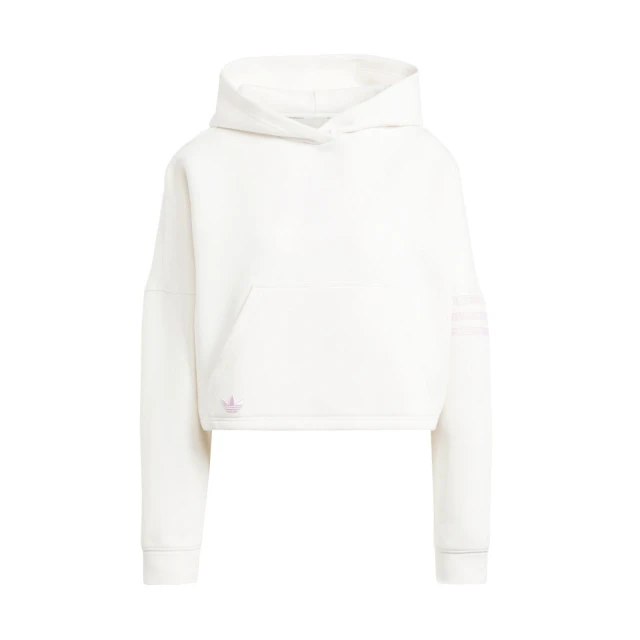 adidas 愛迪達 NEUCL Hoodie 女 連帽 上衣 帽T 休閒 三葉草 寬鬆 棉質 舒適 白粉(IU2498)