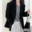 【UniStyle】垂感長袖西裝外套 韓版高級感廓型休閒西服 女 UV9619(黑)