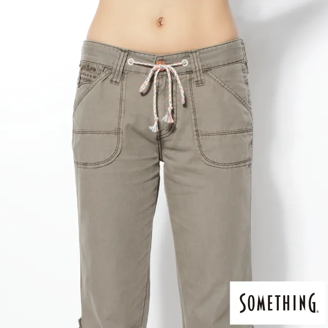 【SOMETHING】女裝 NATURAL EASY JEAN綁帶休閒褲(灰褐色)