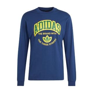 【adidas 愛迪達】VRCT LS Tee 男 長袖 上衣 運動 休閒 三葉草 棉質 舒適 深藍(IS0212)