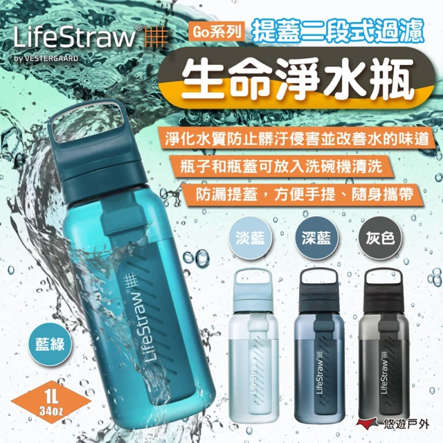 LifeStraw Go 提蓋二段式過濾生命淨水瓶 1L 多色(悠遊戶外)