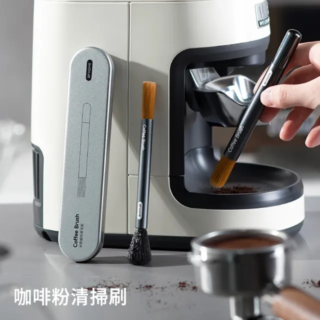 【SUNLY】磨豆機咖啡粉清掃刷 雙頭咖啡渣清理刷 附收納盒(殘粉清理 磨豆機清潔 鍵盤刷 隙縫刷)