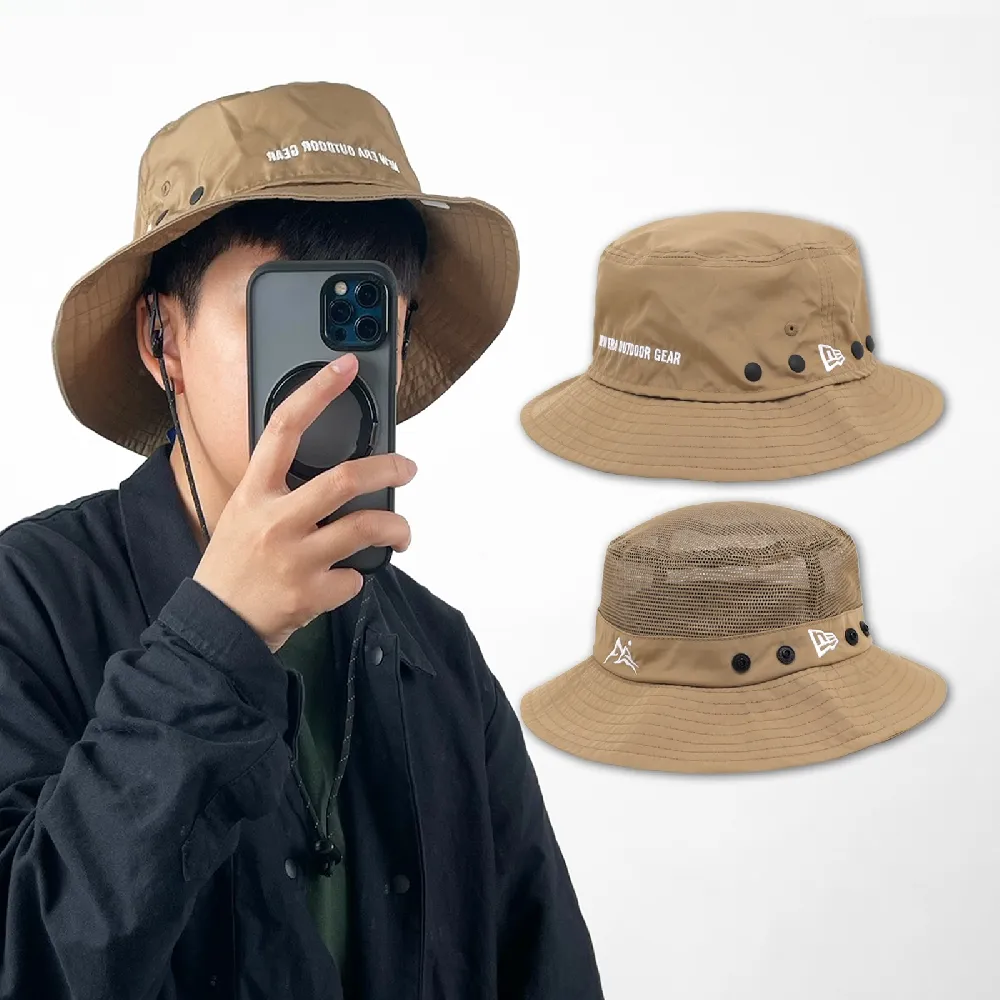 【NEW ERA】漁夫帽 Urban Detachable Bucket Hat 男女款 棕 卡其 帽子 刺繡 遮陽(NE14148016)