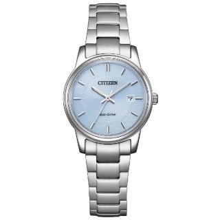【CITIZEN 星辰】PAIR 藍色夢幻時尚光動能女錶-藍x銀/27.5mm 母親節限定(EW2318-73L)