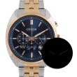 【CITIZEN 星辰】經典商務 三眼計時 日期 不鏽鋼手錶 藍x鍍玫瑰金 42mm(AN8216-50L)