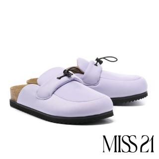 【MISS 21】微酸澎澎懶人少女萊卡布大頭厚底穆勒拖鞋(紫)