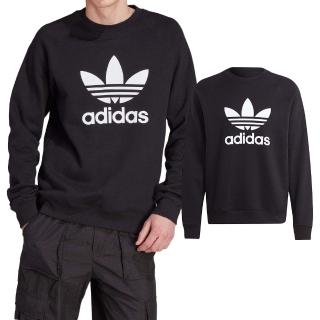 【adidas 愛迪達】OG Trefoil Crew 男款 黑色 三葉草 基本款 棉質 休閒 大學T 長袖 IM4500