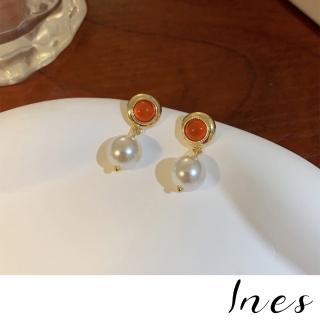 【INES】韓國設計S925銀針優雅氣質珍珠寶石造型耳環(S925銀針耳環 珍珠耳環 寶石耳環)