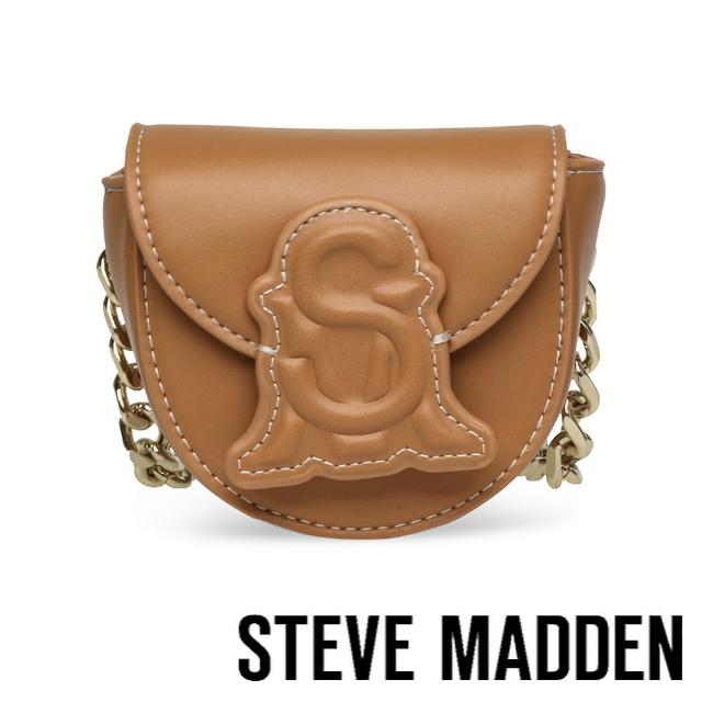 【steve madden】BNOLAN 半圓皮革鍊條斜背包(棕色)