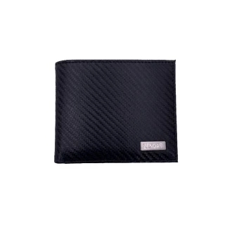 【ZENDAR】台灣總代理 限量2折 頂級皮革碳纖維紋8卡短夾 朱利安系列 全新專櫃展示品(黑色 贈禮盒提袋)