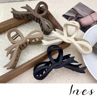 【INES】磨砂髮夾 蝴蝶結髮夾/韓國設計復古優雅磨砂飄帶蝴蝶結造型抓夾 髮夾 馬尾夾(4款任選)
