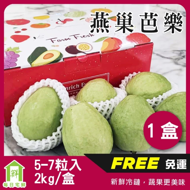 【每日宅鮮】台灣燕巢芭樂禮盒(5-7粒入／2kg／盒±10% x1盒 免運)